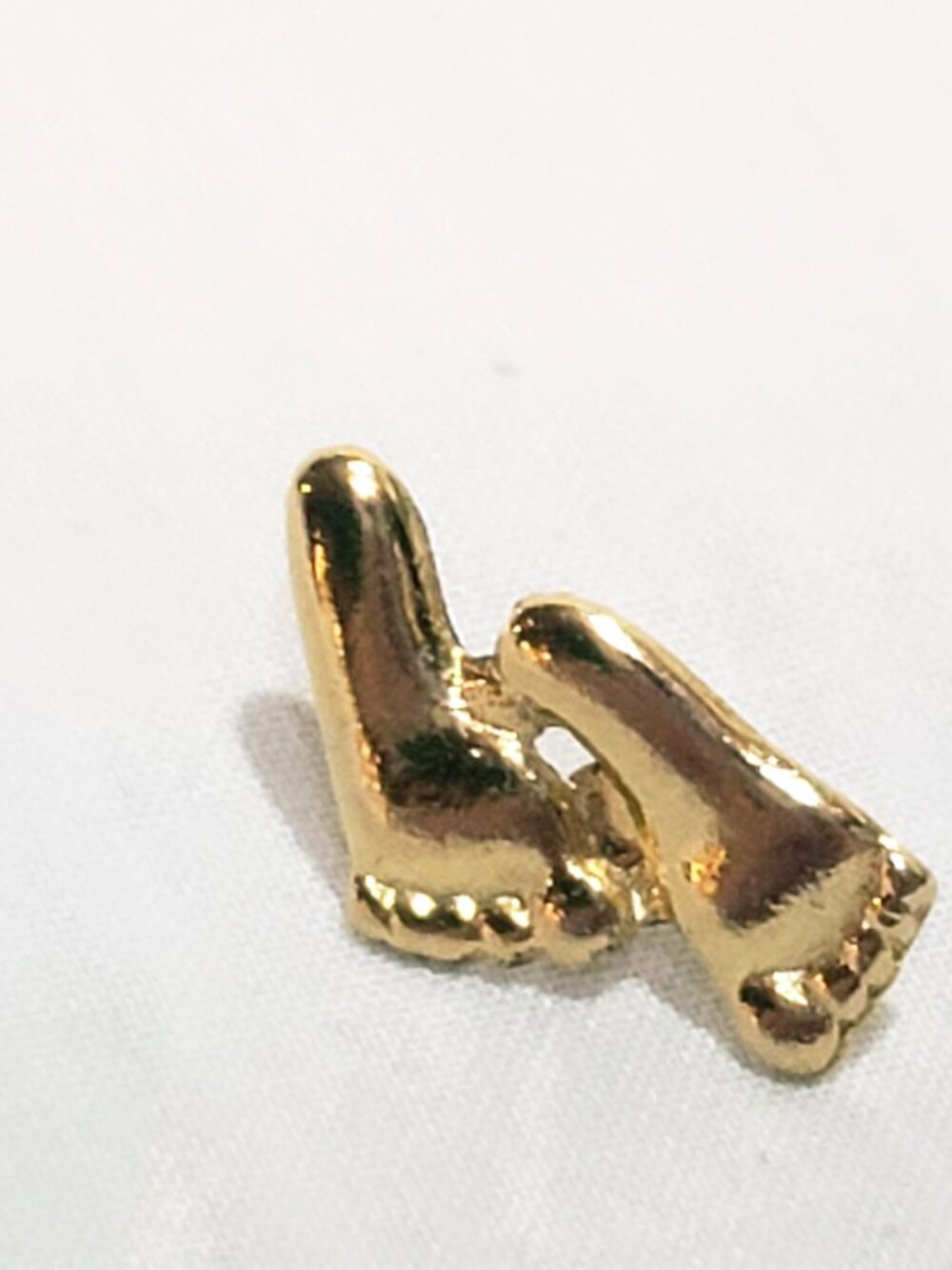 Small Bare Feet Lapel Pin Gold Tone 3/4" Vintage Religious Christian